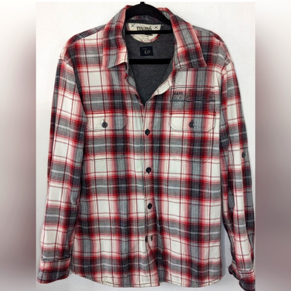 Mavi Slim Fit Lined Cotton Shirt big boys L